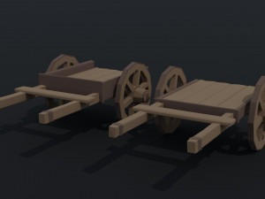Cartoon medieval carts Polygonal Style 3D Модель