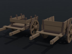 Cartoon medieval carts Polygonal Style 3D Модель