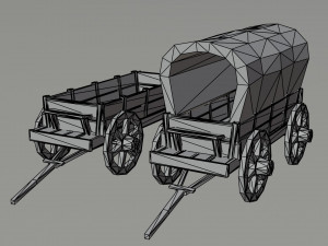 Cartoon medieval carts Polygonal Style 3D Модель