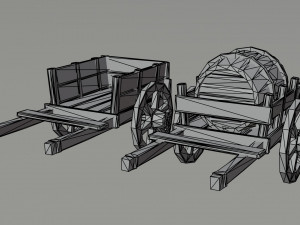 Cartoon medieval carts Polygonal Style 3D Модель