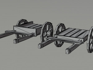 Cartoon medieval carts Polygonal Style 3D Модель