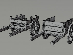 Cartoon medieval carts Polygonal Style 3D Модель