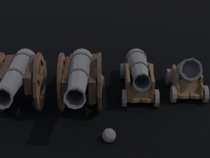 Cartoon medieval cannon Polygonal Style 3D Model