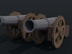 Cartoon medieval cannon Polygonal Style 3D Model