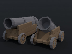 Cartoon medieval cannon Polygonal Style 3D Model