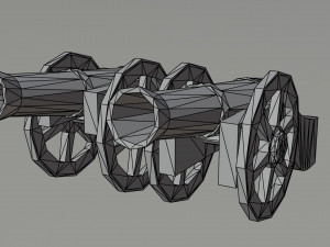 Cartoon medieval cannon Polygonal Style 3D Model