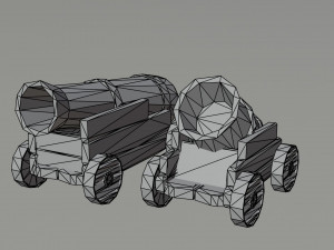 Cartoon medieval cannon Polygonal Style 3D Model