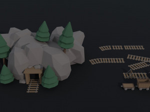 Cartoon medieval mine Polygonal Style 3D Модель