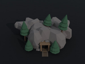 Cartoon medieval mine Polygonal Style 3D Модель