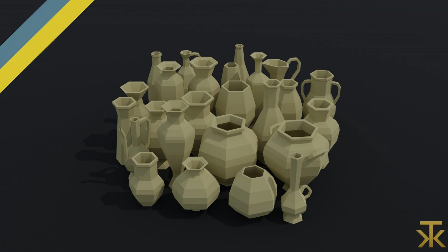 Cartoon simple vases Polygonal Style 3D Model .c4d .max .obj .3ds .fbx .stl .blend
