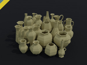 Cartoon simple vases Polygonal Style 3D 모델