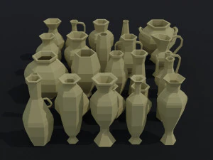 Cartoon simple vases Polygonal Style 3D Model