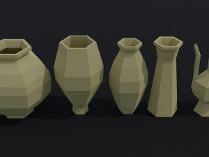 Cartoon simple vases Polygonal Style 3D 模型