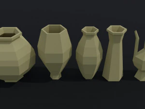 Cartoon simple vases Polygonal Style 3D Model