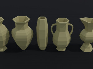 Cartoon simple vases Polygonal Style 3D 模型