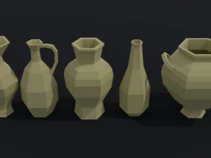 Cartoon simple vases Polygonal Style 3D Model