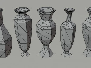 Cartoon simple vases Polygonal Style 3D Model