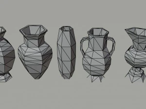 Cartoon simple vases Polygonal Style 3D Model