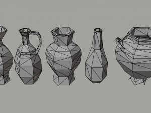 Cartoon simple vases Polygonal Style 3D 模型
