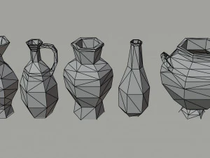 Cartoon simple vases Polygonal Style 3D Model