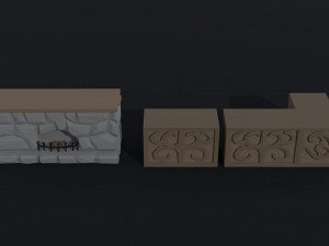 Cartoon medieval tavern interior asset Polygonal Style Modello 3D