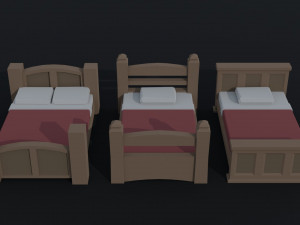 Cartoon medieval tavern interior asset Polygonal Style Modello 3D