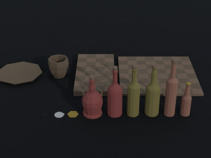 Cartoon medieval tavern interior asset Polygonal Style Modello 3D