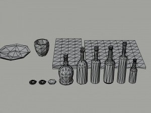 Cartoon medieval tavern interior asset Polygonal Style Modello 3D