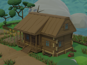 Cartoon Polygonal wood house 3D 模型