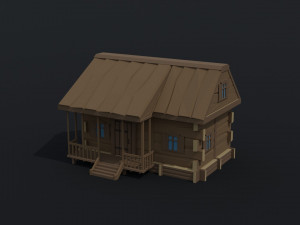 Cartoon Polygonal wood house 3D Модель