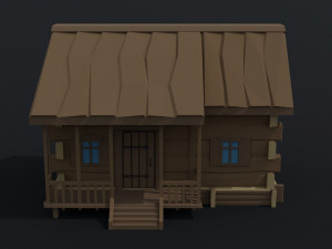 Cartoon Polygonal wood house 3D Модель