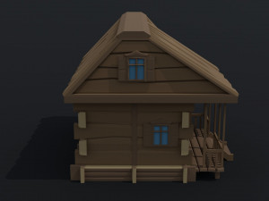 Cartoon Polygonal wood house 3D Модель