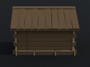 Cartoon Polygonal wood house 3D Модель