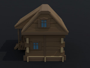 Cartoon Polygonal wood house 3D Модель