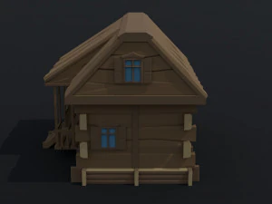 Cartoon Polygonal wood house 3D Model