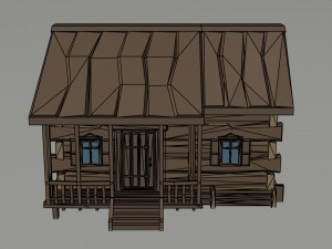 Cartoon Polygonal wood house 3D Модель