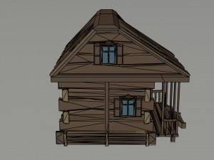 Cartoon Polygonal wood house 3D Модель