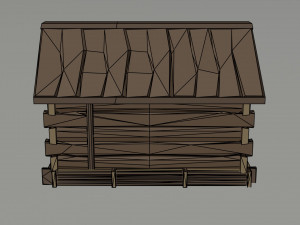 Cartoon Polygonal wood house 3D Модель