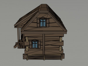 Cartoon Polygonal wood house 3D Модель