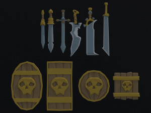 Cartoon swords and shileds Polygonal Style 3Dモデル