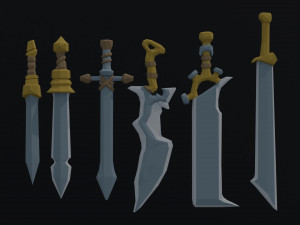 Cartoon swords and shileds Polygonal Style 3Dモデル