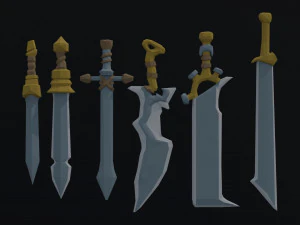 Cartoon swords and shileds Polygonal Style 3D Model
