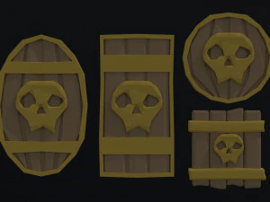 Cartoon swords and shileds Polygonal Style 3D Model