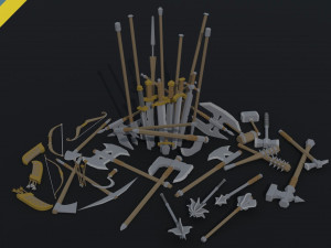 Cartoon medieval weapons Polygonal Style Modello 3D