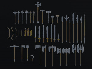 Cartoon medieval weapons Polygonal Style 3Dモデル