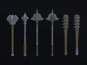Cartoon medieval weapons Polygonal Style 3Dモデル