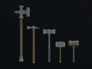 Cartoon medieval weapons Polygonal Style 3Dモデル