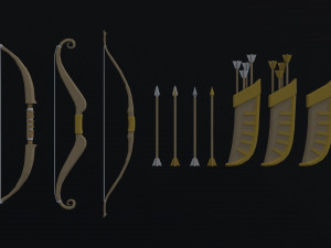 Cartoon medieval weapons Polygonal Style 3Dモデル