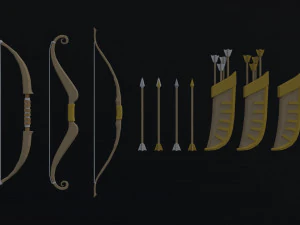 Cartoon medieval weapons Polygonal Style 3D Model