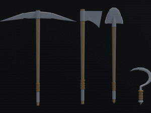 Cartoon medieval weapons Polygonal Style 3Dモデル